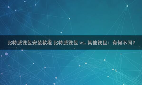 比特派钱包安装教程 比特派钱包 vs. 其他钱包：有何不同？